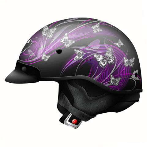 ZOAN ZOAN ROUTE 66 HALF HELMET - BUTTERFLY BLK/PURPLE - XXS 031-212