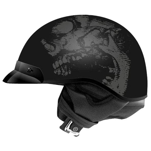 ZOAN ZOAN ROUTE 66 HALF HELMET - SKULL BLK/SLV - LG 031-236