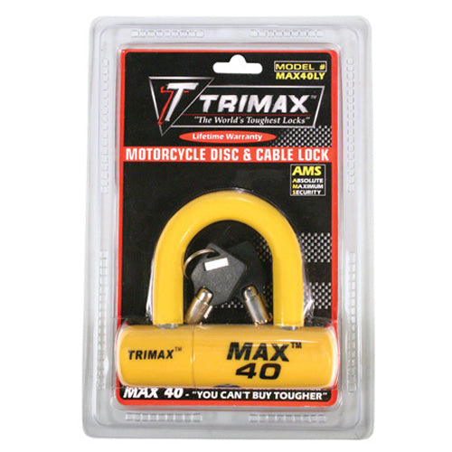 TRIMAX MAX40YL MULTI-PURPOSE DISC CABLE LOCK U-LOCK YELLOW
